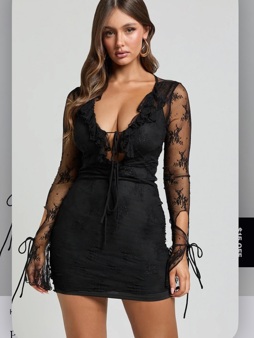 Showpo Presley Mini Dress Womenās Size 6 Sheer Lace Sexy Q